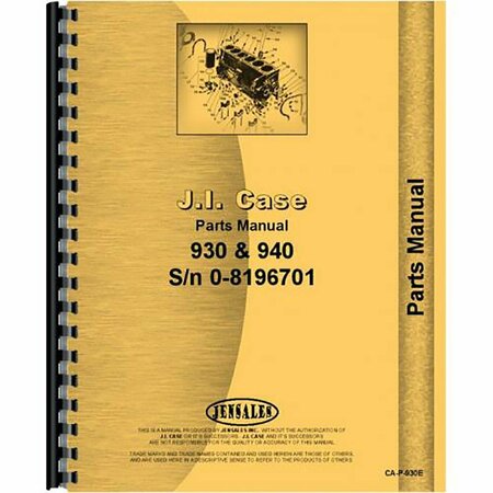 AFTERMARKET Parts Manual Fits Case 930 Tractor Prior to 8196701 RAP67506